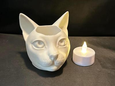 Cat Head LED Tealight Candle Holder  
