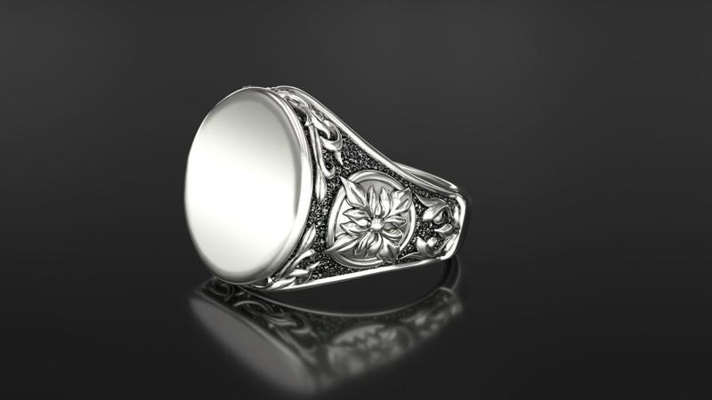 signet silver filigree ring