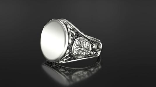 signet silver filigree ring