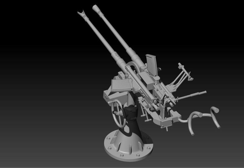 35 scale German Navy 20mm dual barrel Flak for 3D print