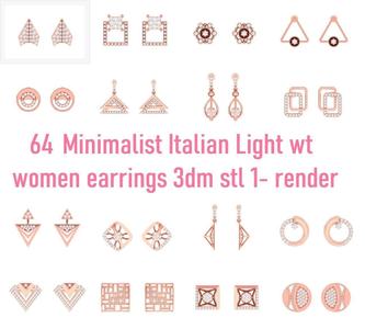64 Minimalist Italian Light wt women earrings 3dm stl  3D Model Collection
