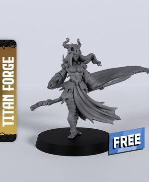 Human Female Warlock Scythe - With Free Dragon  - 5e DnD Inspired for RPG and Wargamers
