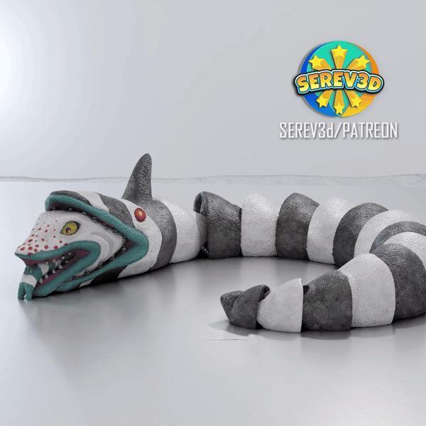 Articulated Beetlejuice Sandworm - 3D print STL and multicolor 3MF file