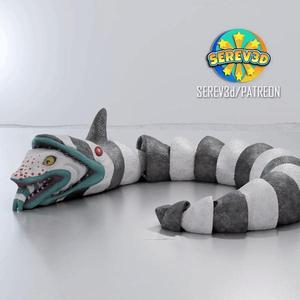 Articulated Beetlejuice Sandworm - 3D print STL and multicolor 3MF file