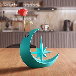 3D Moon Flower Vase STL File - Modern Decor, 3D Print File, Decorative Vase, Indoor Planter, Unique Flower Vase Design, Tabletop Vase