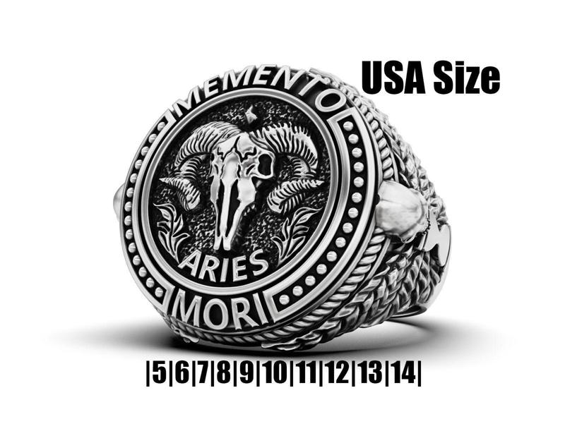 Zodiac skull ring Aries