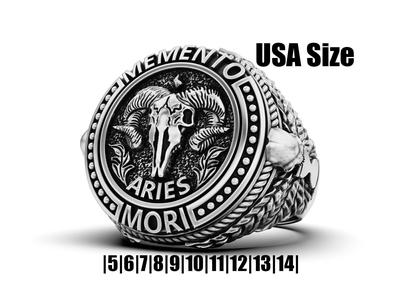 Zodiac skull ring Aries