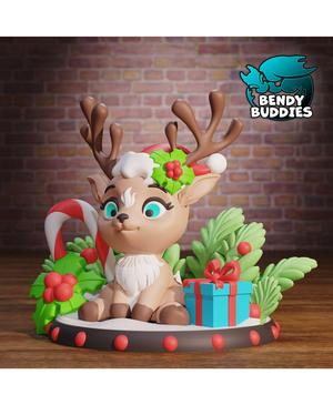 Rudolph Cute Reindeer / Stag Beast Model / Collectible Christmas Figure / Print-in-Place Animal