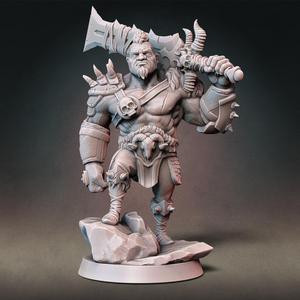 Goliath Barbarian Type B (With Hair) w/ Modular Hands and 4 Weapons (Presupported)