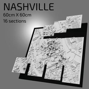 3D Nashville | Digital Files | 3D STL File | Nashville 3D Map | 3D City Art | 3D Printed Landmark | Model of Nashville Skyline | 3D Art