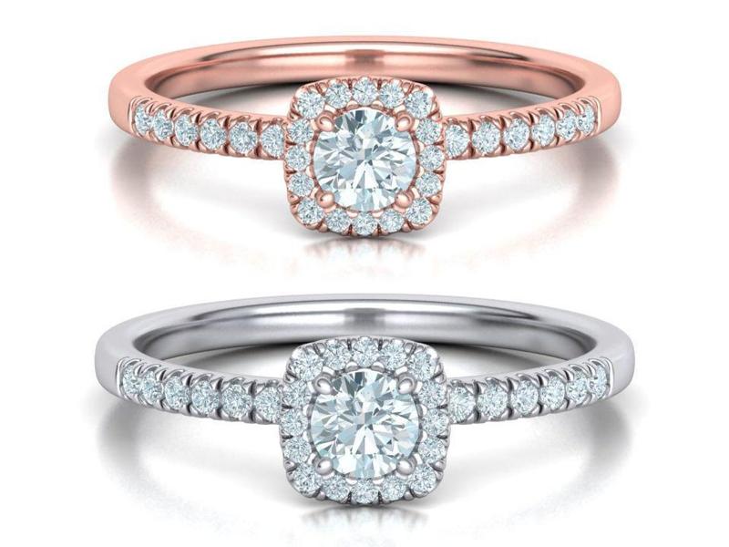 Halo Engagement Ring Cushion Halo design 3d model