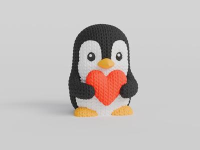 Knitted Valentine's Day Penguin