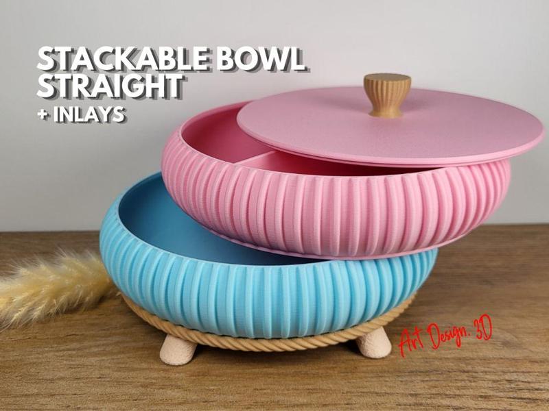 Stackable Bowl Tray - Straight +Inlays