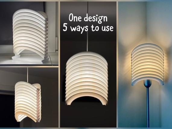 Slatted lamp shade "The Bone"-multiple ways to use