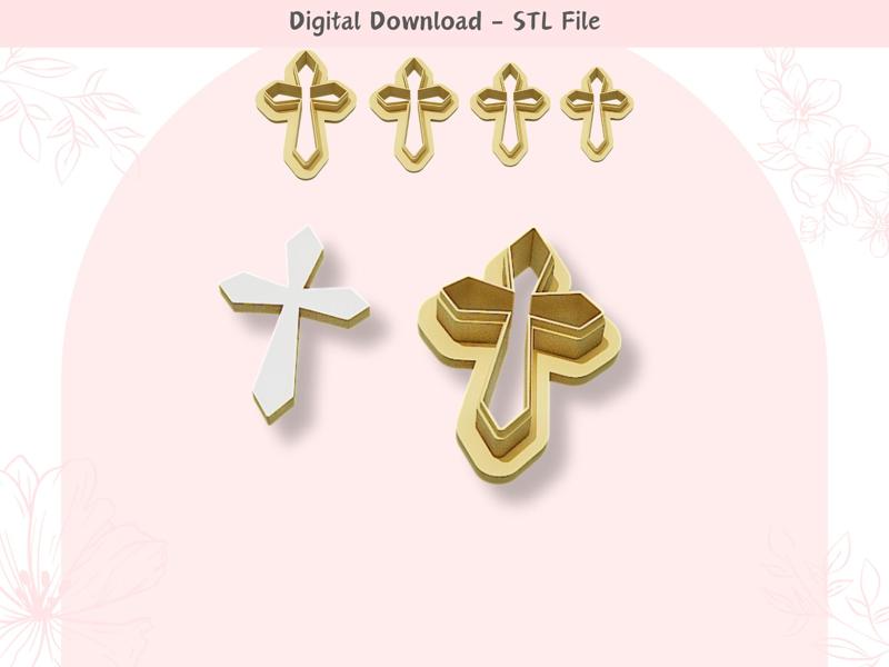 Cross 02 Clay Cutter for Polymer Clay | Digital STL File | Clay Tools | 4 Sizes Clay Cutters