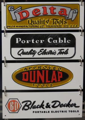 Vintage Tool Logos #1  (Black and Decker, Delta, Dunlap, Porter Cable)