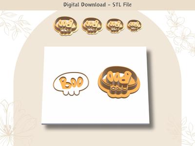 Boo Skull Clay Cutter for Polymer Clay | Digital STL File | Clay Tools | 4 Sizes Halloween Clay Cutt