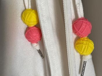 Yarn Ball hoodie drawstring beads