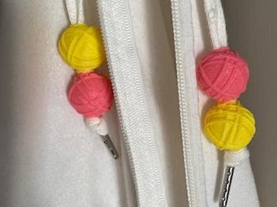 Yarn Ball hoodie drawstring beads