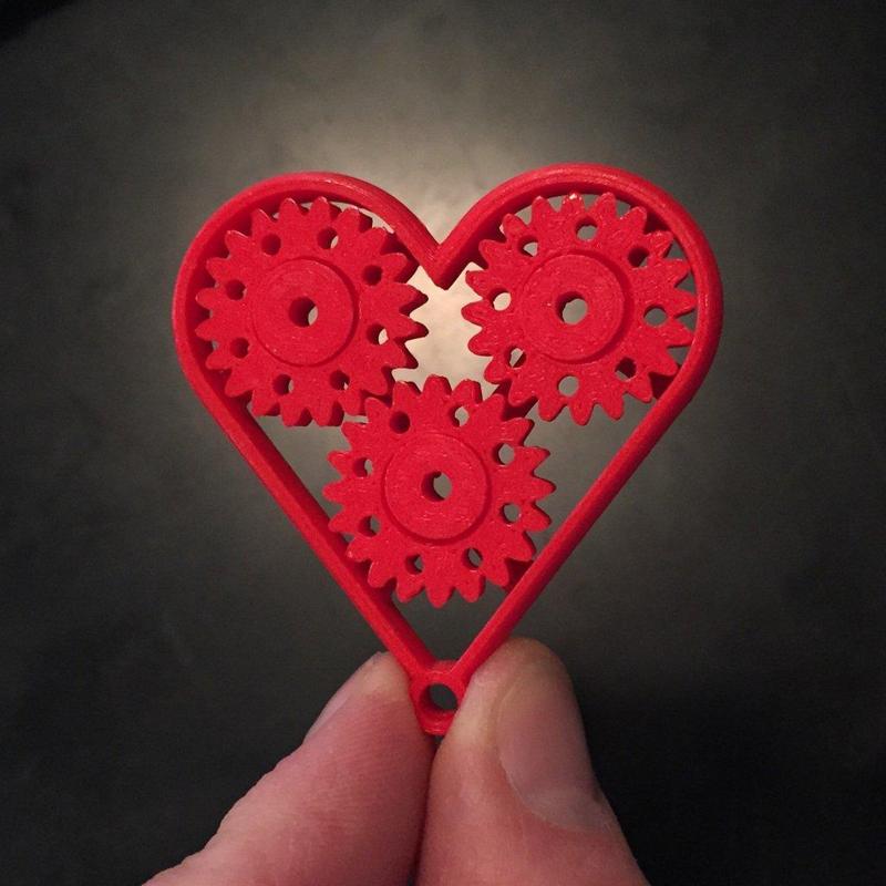 Geared Heart -Single Print with Moving Parts - Last Minute Gift