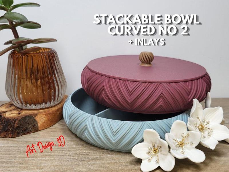 Stackable Bowl Tray - Curved No 2 with Inlays