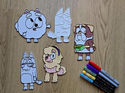 Bluey DIY Coloring Friends Winston Pom Pom Others