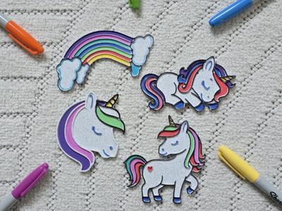 Rainbow Unicorn Horse Cute Love Coloring Plate Set