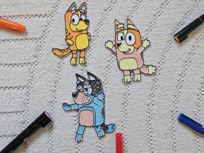 Bluey Mom Dad Bingo Coloring Set Cute Gift Paint