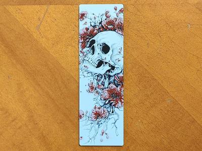 Skull and Cherry Blossoms Bookmark