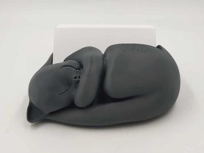 Adorable Sleeping Cat Business Card Holder