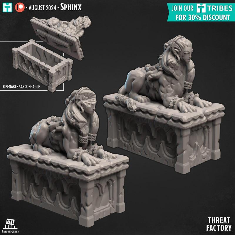 Two sphinx statues