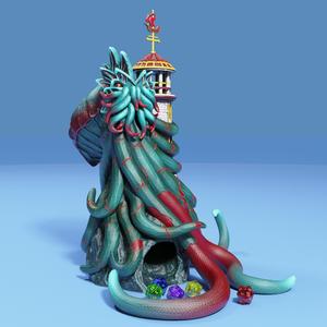Kraken Lighthouse Dice Tower / Random Outcome Tool / RPG Game Item / Board Gamer Equipment / Magic Decoration / Collectible Architecture / Fantasy Figure / Magical Tentacle Building Statue