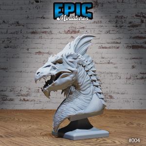 White Dragon Bust / Drake Decoration / Collectible Monster / Fantasy Figure / Magical Beast Statue / Legendary Draconic Army