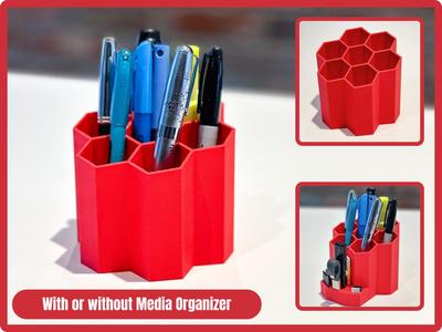 Honeycomb Pen Holder with optional media organizer