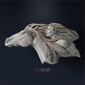 American native and horse 3d stl model for cnc