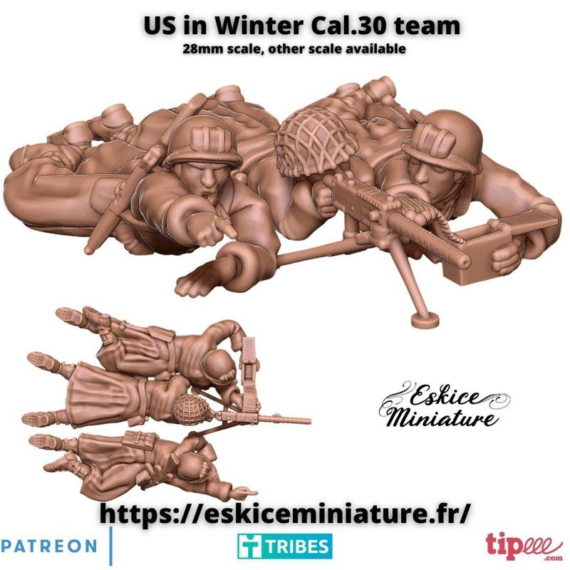 US soldiers in winter cal.30 team  - 28mm