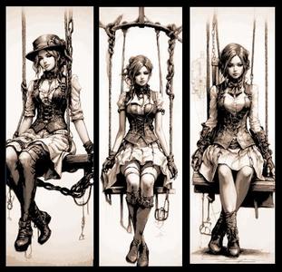 Victorian Era Window Washer Girl - Dressed for the daily Swing - Set of 3 Bookmarks