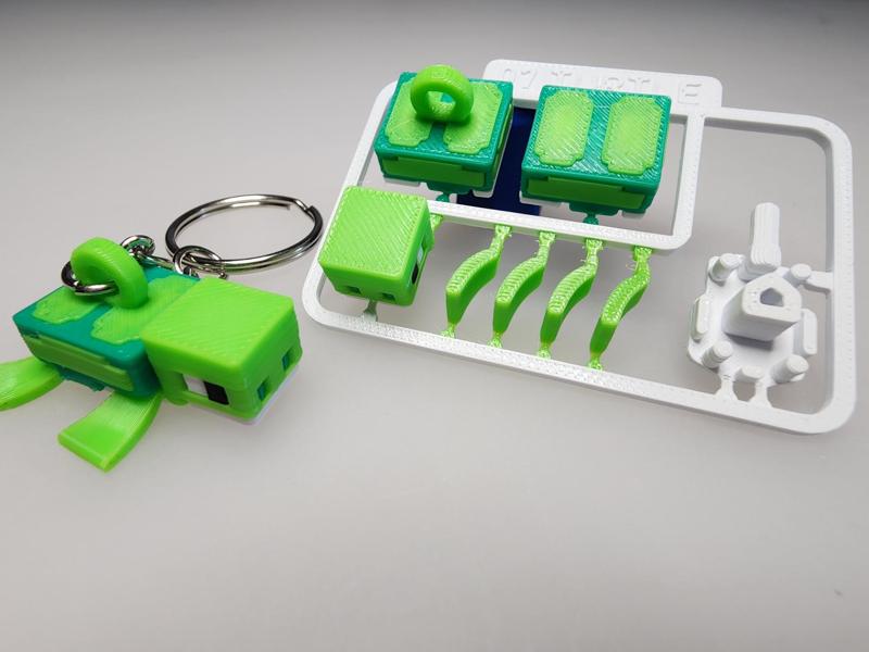 Minecraft-inspired Turtle Mini Figure Kit/Keychain