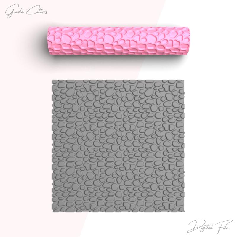 Stones Texture Roller For Polymer Clay, Natural Clay Texture Rolling Pin, Clay Tool, No: 1426