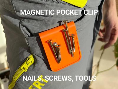 Magnetic Pocket Clip for Screws, Nails, Tools   