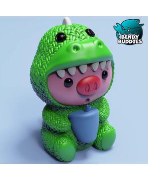 Piggy Dinosaur Costume / Cute Knitted Beast Model / Collectible Pigface Creature Figure