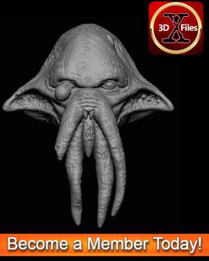 Quarren Zombie Head Sculpt - Star Wars Action Figure Custom - 3D Print File 