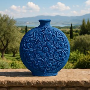 Sicilia Blu Vase – Mediterranean Textured Decor