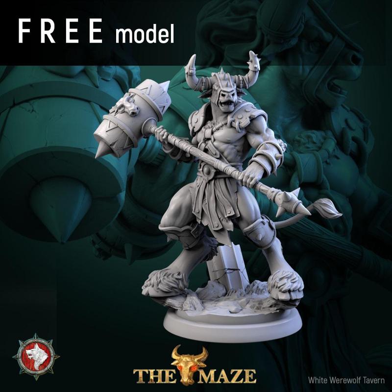 Beastman Charger V4 STL miniature 32mm pre-supported FREE