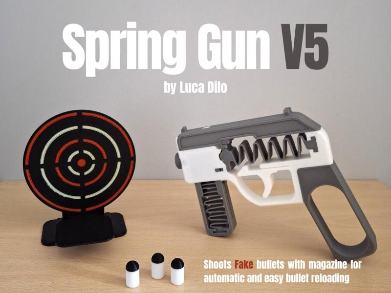 Spring Gun V5 - Shoots fake bullets with magazine