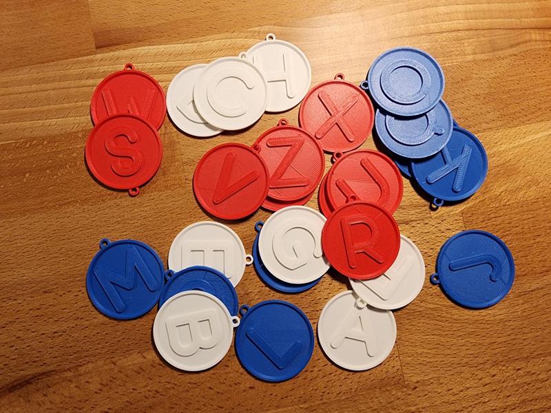 Alphabet Round Keychain Set