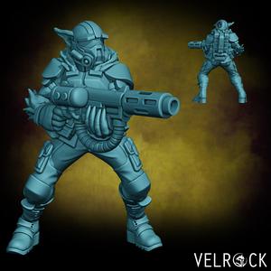 Female Catian Shock Trooper with Beam Gun 1 (PRESUPPORTED)