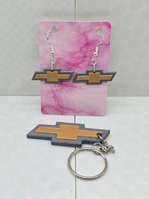 Chevy Keychain and Earrings   