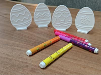 Easter Eggs coloring plate with stand (Set 3)