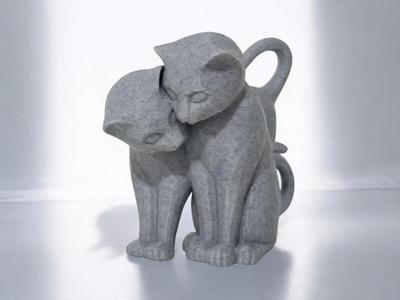 Two cute cats / Low Poly , modern decor